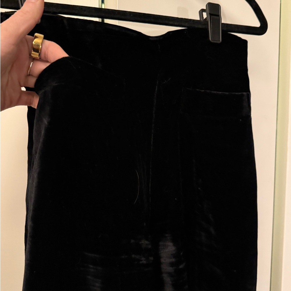 Sandro Black High-Waist Wide-Leg Velvet Pants - Picture 4 of 6